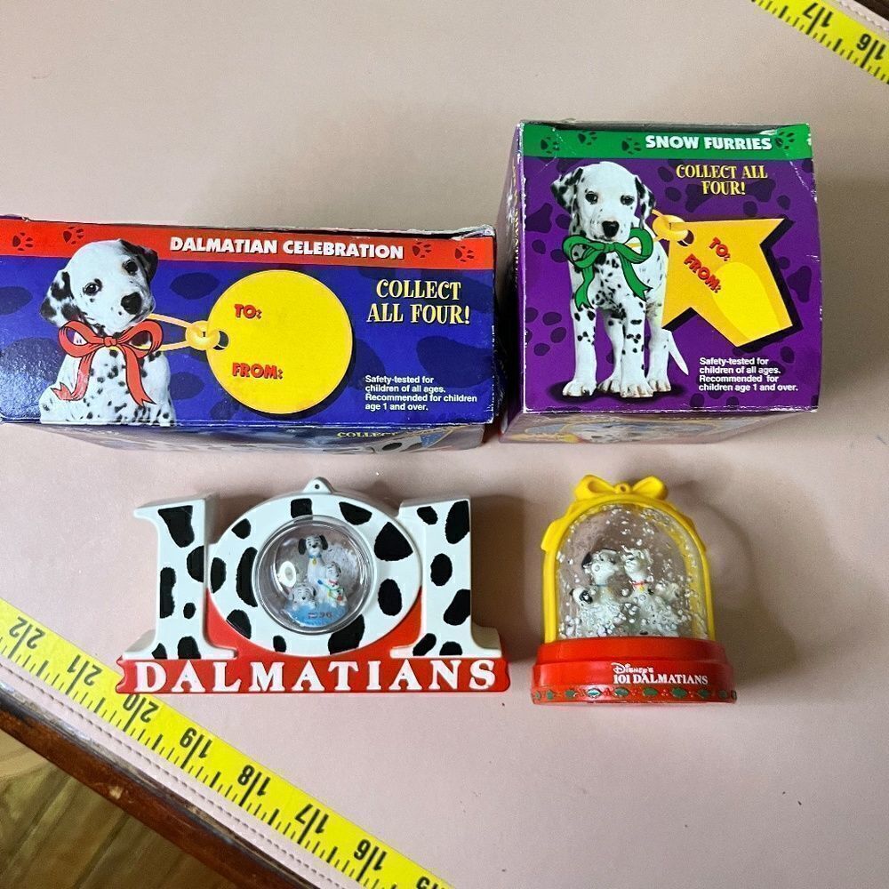 McDonald's Disney's 101 Dalmatians Snow Flurries Snow Globe Ornament 2pc Lot - Picture 14 of 15